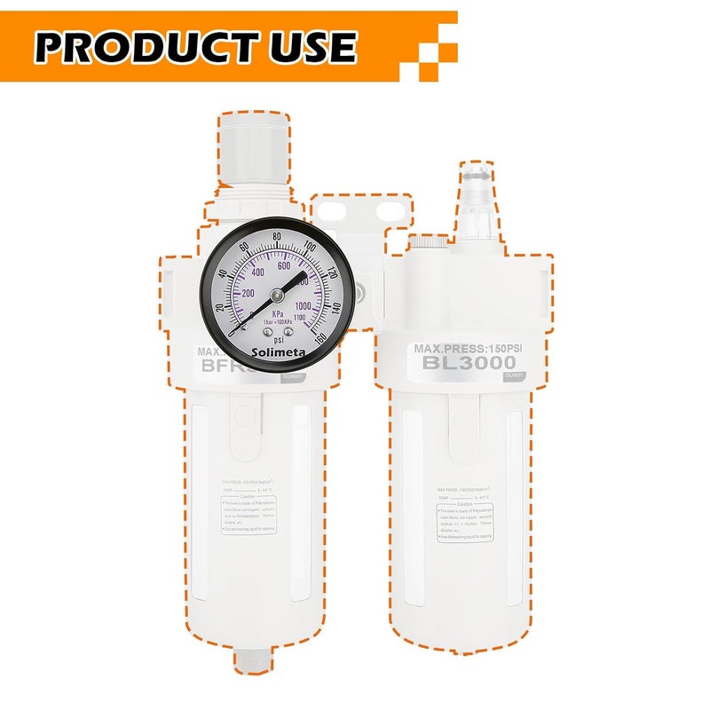 Solimeta Air Pressure Gauge for Air Compressor Air Filter, 2" Dial Center Back Mount, 1/4" NPT,0-160 Psi, 2PCS - Image 5
